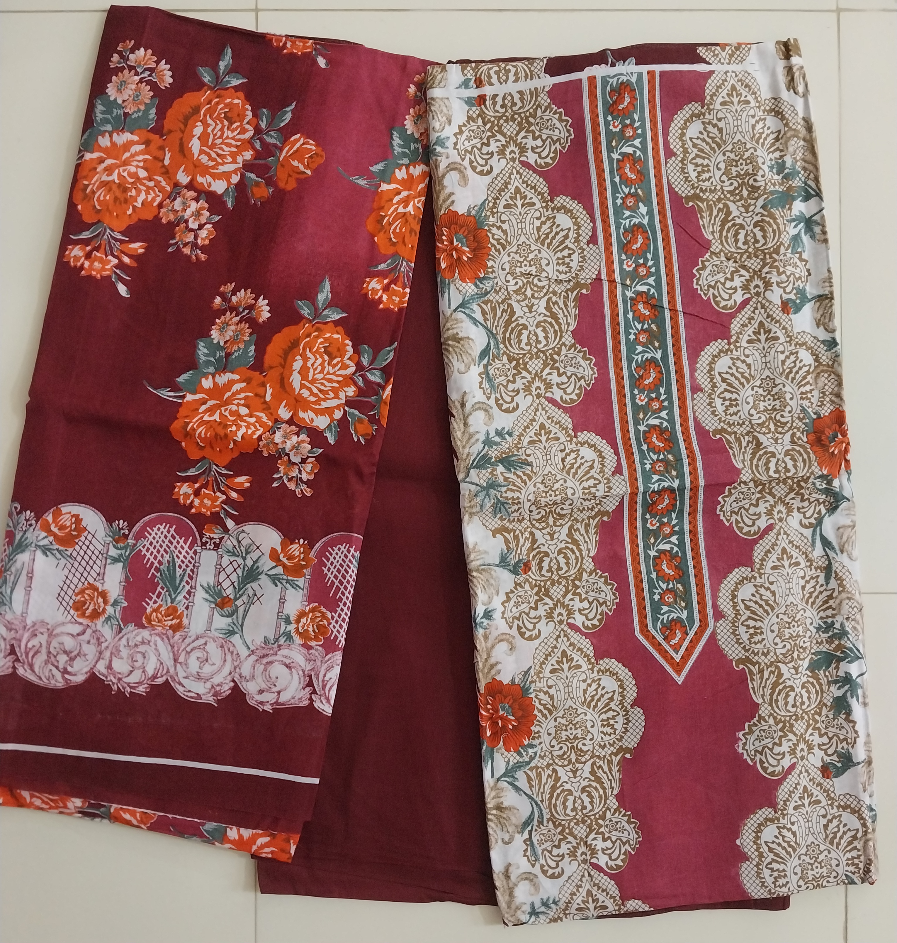 Three Piece – Deep Maroon Floral